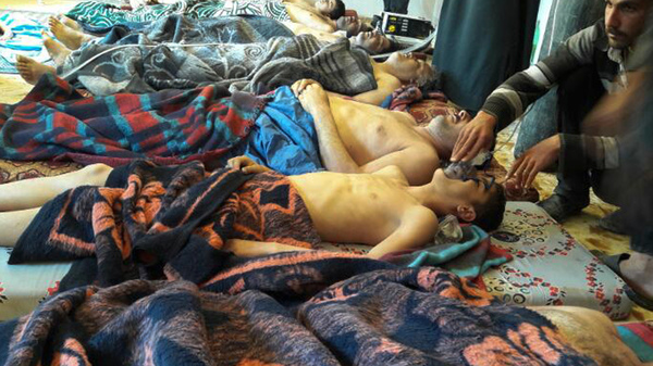 Victims of the suspected chemical weapons attack in northern Syria on April 4. The White House says it sees signs that another such attack is being prepared.