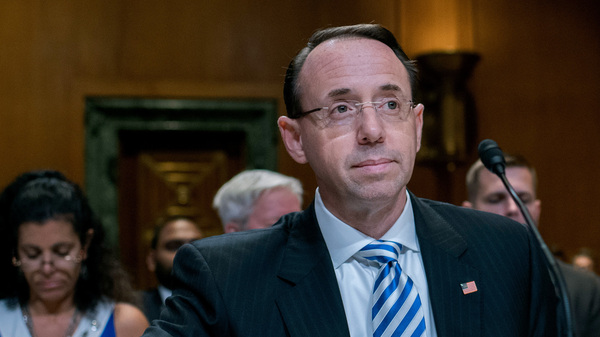 Deputy Attorney General Rod Rosenstein testified before a Senate subcommittee Tuesday morning.
